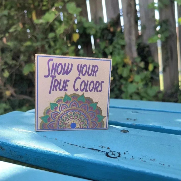 Show your true colors home decor gold sparkle plaque desk purple mandala boho hi - Picture 4 of 8